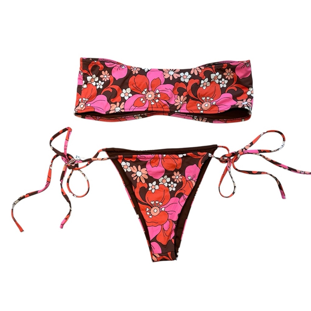 NWT, Frankie’s  BIKINIS Jeanette Strapless Top/Tia Bikini Bottom Tropics Sz Lg - Picture 6 of 14
